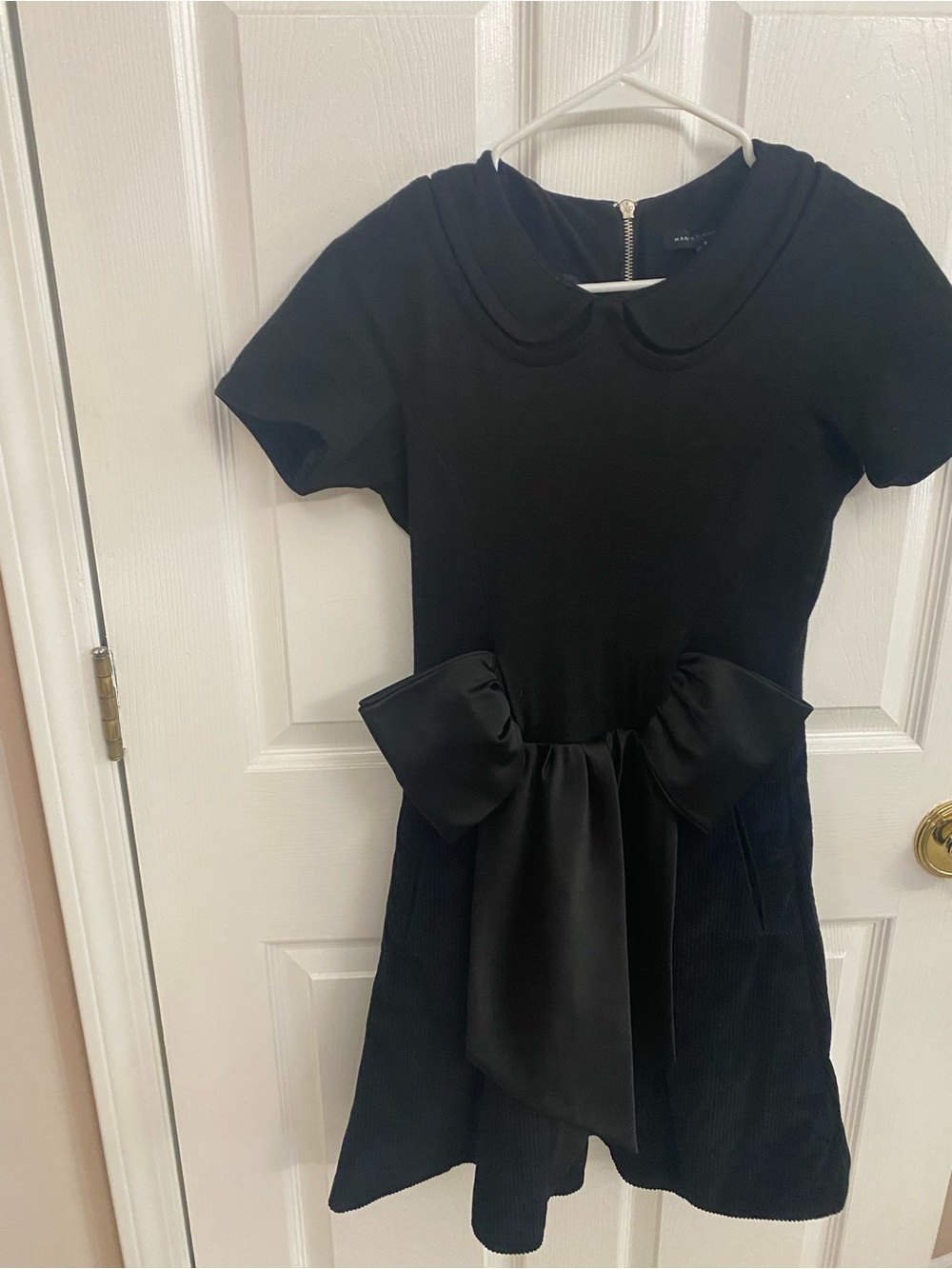 Marc By Marc Jacobs Black Peter Pan Collar Midi Dress with Bow
